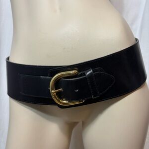 Avignon vintage leather black gold belt small